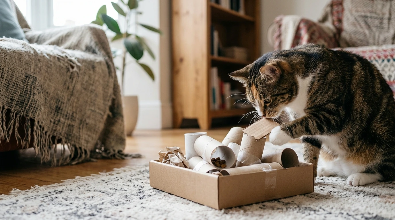 6 Easy DIY Cat Enrichment Ideas Using Household Items
